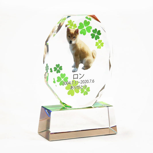 クリスタル位牌　ホログラム台座　クローバー
