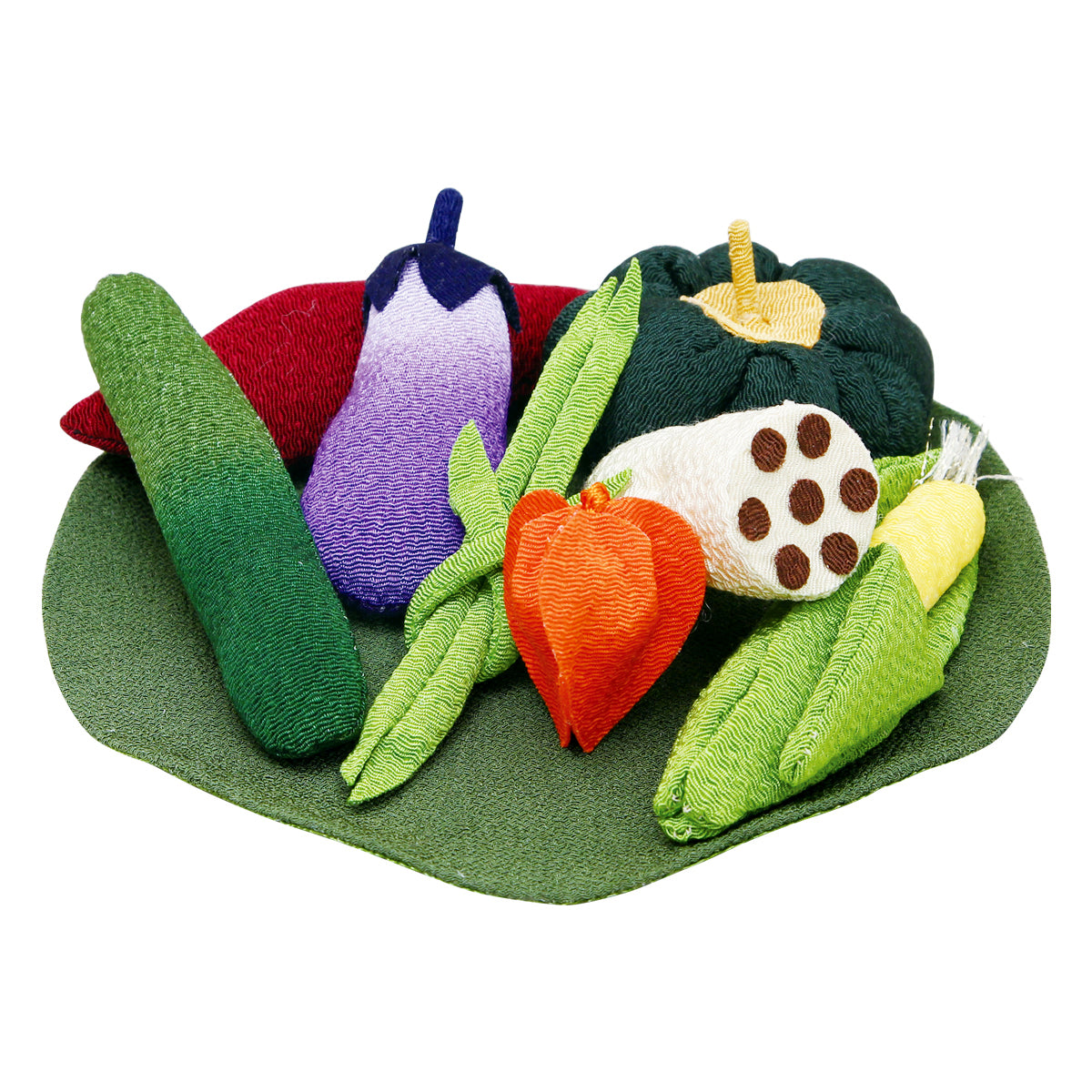 ちりめん細工お供え物(大)野菜ｾｯﾄ ﾊｽ付