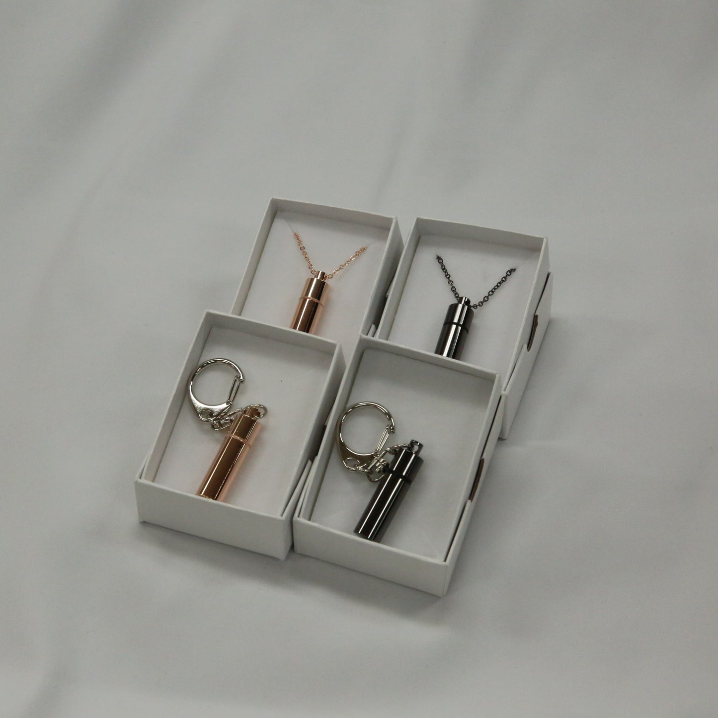 ステンレス製ペット遺骨ネックレス ガラス管入り二重構造