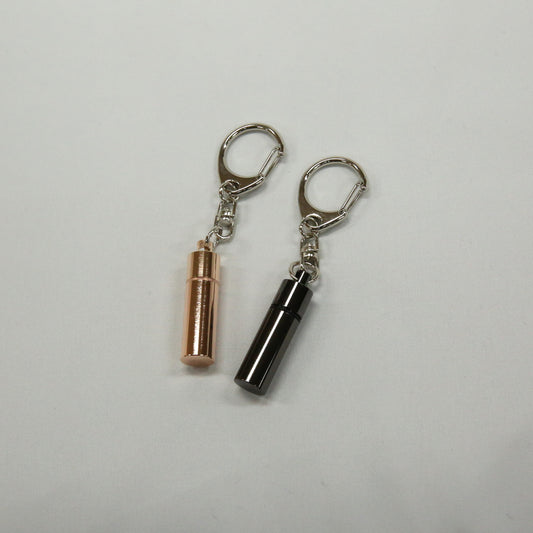 ステンレス製ペット遺骨キーホルダー ガラス管入り二重構造